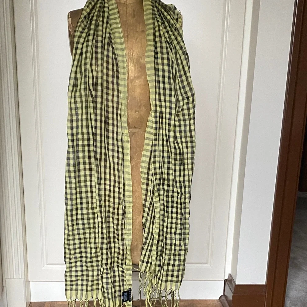 Theory Green and Black Checkered Scarf - Picture 2 of 4